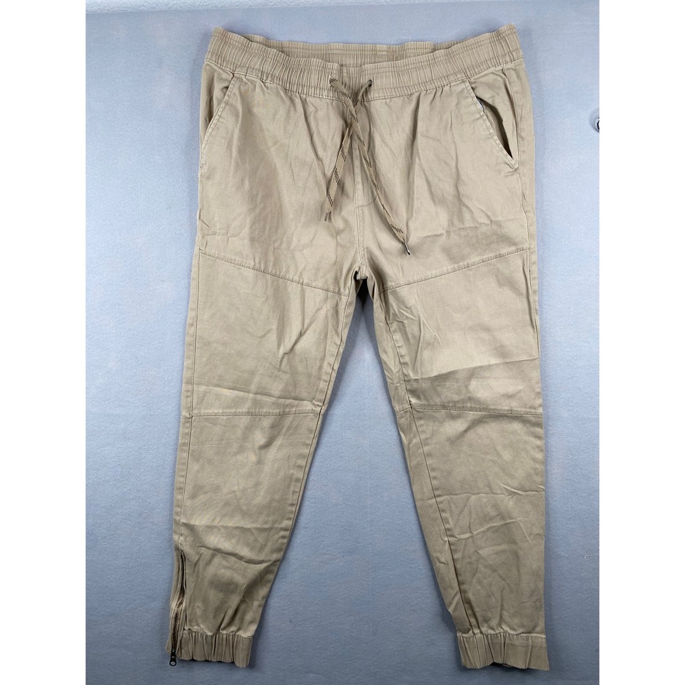 Rocawear Mens Tan Khaki Jogger Pants Moto Ankle Zip Size Medium